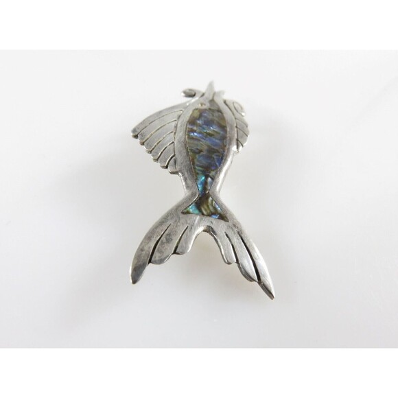 Vintage Sword Fish Pin Sterling Silver  Taxco PC Blue Abalone Inlay - Picture 3 of 7